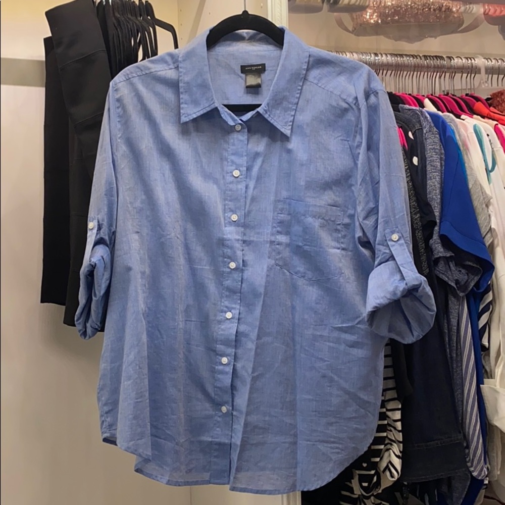 Rolled sleeve light weight cotton blouse